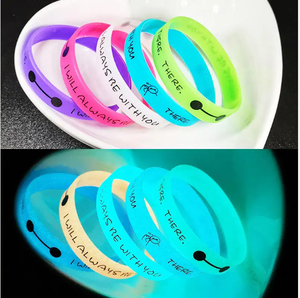 Pulseras de silicona fluorescente recicladas ecológicas iluminadas que brillan en la oscuridad, pulseras de goma brillantes, Bandas de silicona brillantes - Product Image 2