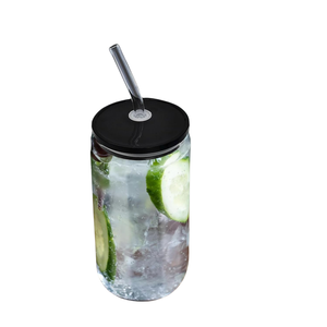Gobelets en plastique transparent de 450 ml (16 oz) en forme de bouteille de soda, à paroi simple, en PC, avec couvercle coloré et paille transparente - Product Image 4