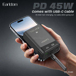 เอียร์ลโดม พาวเวอร์แบงค์ 20000mAh 45W พร้อมสายเคเบิล ชนิด Type C รองรับการเชื่อมต่อทั้งแบบ Input และ Output แบตเตอรี่ลิเธียมโพลิเมอร์แบบพกพา รุ่น ET-PD80 - Product Image 3