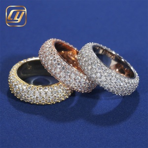 Anillo Ancho de Lujo con Micro Pavé de Diamantes Cultivados en Laboratorio, Plata de Ley 925, 5 Tonos, Apilable, Joyería de Boda para Mujer - Product Image 1