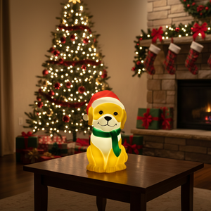 BOHUI 9-Inch Battery-Operated Eco-Friendly <b>Plastic</b> Christmas <b>Animal</b> Dog Ornament with LED Lights for Indoor Living Room Decor - Product Image 5