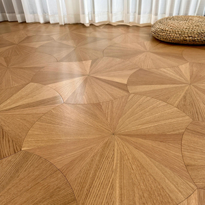 Pavimento in Legno Multistrato di Quercia e Noce, <span class=keywords><strong>Parquet</strong></span> a Foglia di Loto, Impiallacciatura in Legno Duro da 1,2mm, Decorazione per Pavimenti - Product Image 2