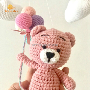 Juguete educativo de ganchillo para bebé <span class=keywords><strong>recién</strong></span> <span class=keywords><strong>nacido</strong></span>, decoración de guardería, oso, cuna, Animal móvil - Product Image 6
