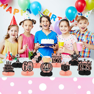 Nuova decorazione in oro rosa 60 anni donna a nido d'ape tavolo decorazione Desktop festa di compleanno - Product Image 5