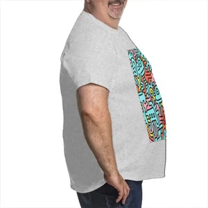 Camiseta personalizada para hombre de talla grande con imagen personalizada, ropa de calle, diseño liso de algodón 100% con técnicas de serigrafía de impresión en contraste - Product Image 5