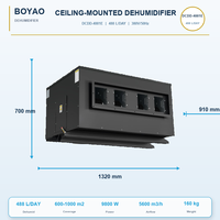 Nouveau déshumidificateur industriel suspendu au plafond 480L/D, commercial, haute performance avec compresseur et affichage numérique pour entrepôt