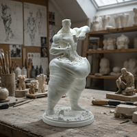 Sculpture d'art contemporaine en résine faite à la main, représentant une femme sculptant son propre corps, figurine de transformation corporelle pour décoration de galerie et de maison
