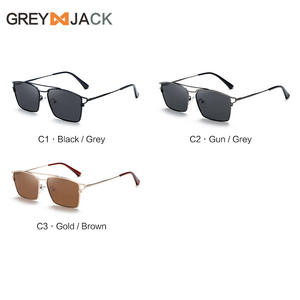 Lunettes de soleil rectangulaires Greyjack unisexes, monture métallique complète, verres TAC, protection UV400 - Product Image 5