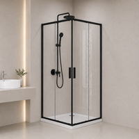 Porte de douche coulissante en verre noir pour entrée d'angle, cabine de douche 1950 mm (H) et 680-1200 mm (L), verre trempé, pour hôtel, salle de bain, appartement