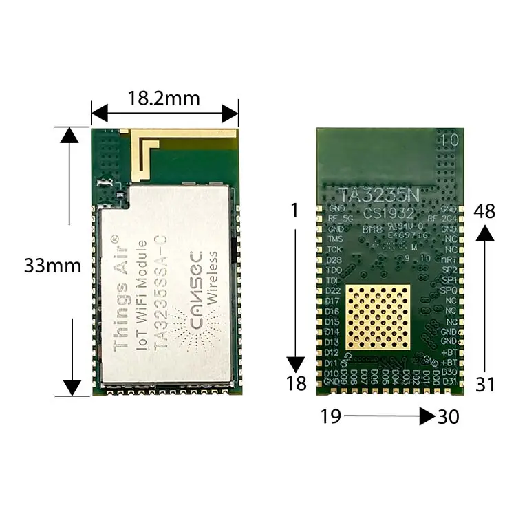 Modul Sakelar Wifi Nirkabel 2.4Ghz Tranceiver Wifi Cansec TA3235SSA-C Ti CC3235 Modul Wifi Nirkabel Performa Tinggi