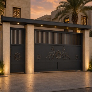 Ensemble de portail coulissant en aluminium 6063-T5, auvent découpé au laser Gazelles, entrée de villa, portail métallique sur mesure - Product Image 2