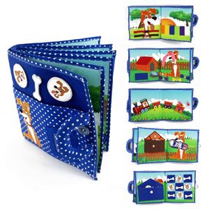 Emballage personnalisé Jouets sensoriels pour bébés Chiens mignons en tissu froissé Couvertures en tissu Livres en tissu avec pieds en feutre Design de dessin animé <span class=keywords><strong>Livre</strong></span> d'histoires - Product Image 2