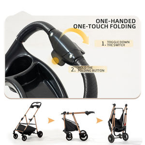 Poussette pour animaux de compagnie Petop Factory, 4 roues, grande capacité, pliable, imperméable, en Oxford, Coches Para Mascotas pour chiens, chats, voyages, promenades - Product Image 3