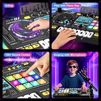 Table de mixage DJ électronique pour enfants, jouet de simulation avec microphone, contrôle de la vitesse de la lumière et mode de jeu musical