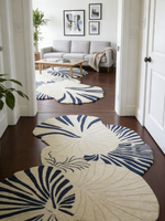 Tapis sur mesure de luxe, forme de feuille irrégulière, tapis en laine tufté à la main, tapis de salon, grand format