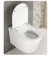 Toilette moderne grise allongée de haute qualité avec siège chauffant, chasse d'eau siphonique, montage mural, télécommande incluse, hôtels, villas, siphon en P