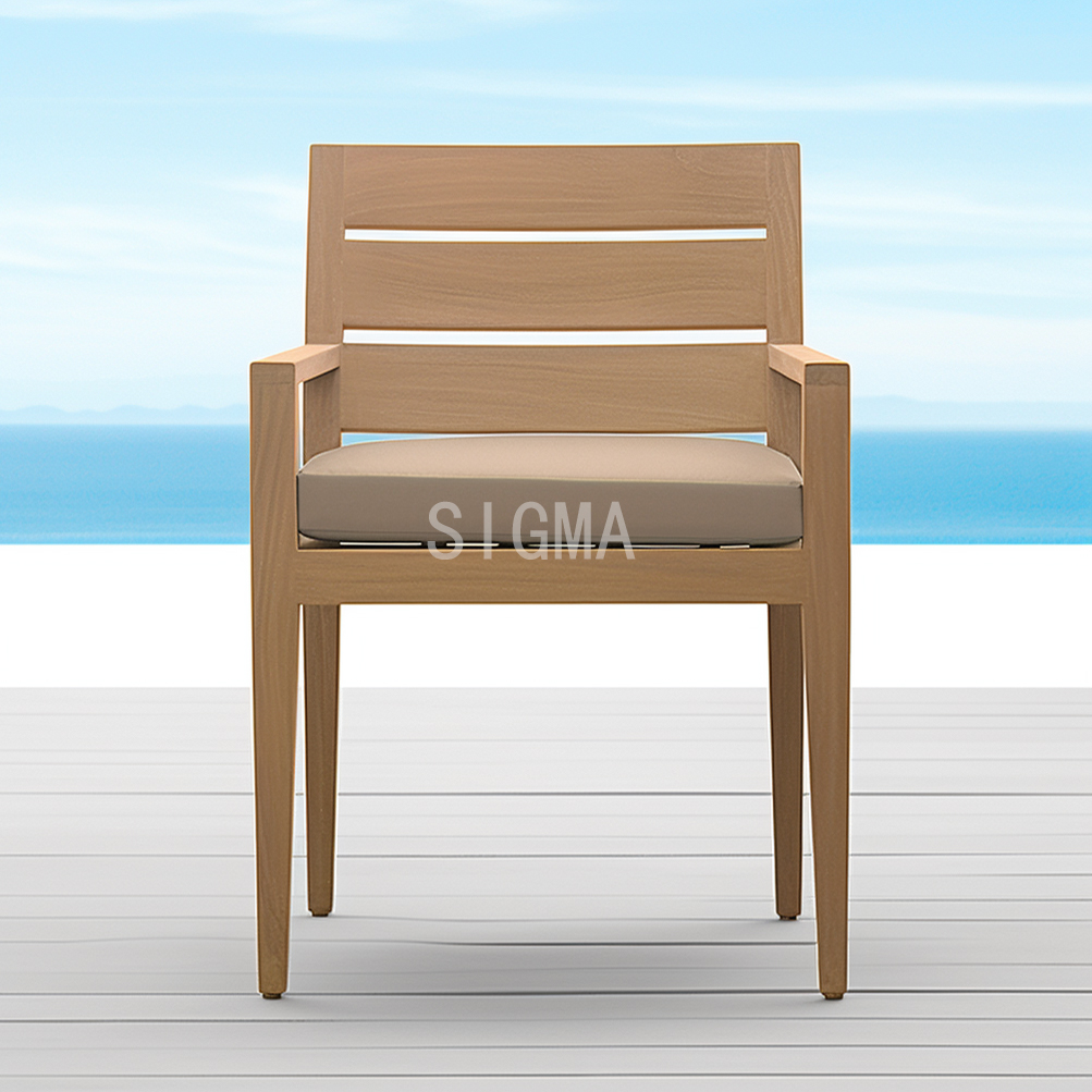 High Quality Modern Design Custom Patio Solid Teak Wood Outdoor Garden Dinning Table And Chair Set Hotel Balcony