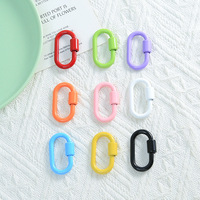 Porte-clés mousqueton ovale en alliage de zinc émaillé personnalisable DIY avec anneau rotatif à vis, support de clés en métal, cadeau d'extérieur, vente en gros en vrac