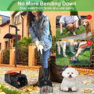 Köpek Pooper Scooper döner Bin & tırmık kiti köpek cker seçici büyük orta küçük köpekler için ayarlanabilir taşınabilir Pooper Scooper - Product Image 3