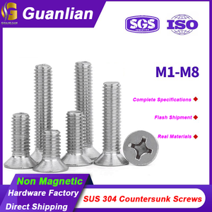 Tornillos de máquina de acero inoxidable 304 Guanlian con cabeza avellanada y plana GB819 <span class=keywords><strong>M1</strong></span> M2 M3 M4 M5 M6 M7 M8 - Product Image 2