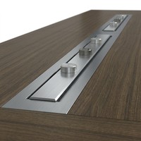 Table de conférence intelligente moderne, bureau de conseil d'administration, texture 3D, MDF E1, hub d'alimentation, mobilier de bureau exécutif
