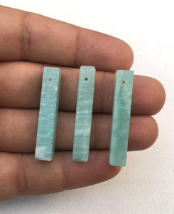Awesome Quality 3 Pieces Natural Amazonite Gemstone Smooth Pencil Shape Briolette Beads Making Necklace Earring - Product Image 2