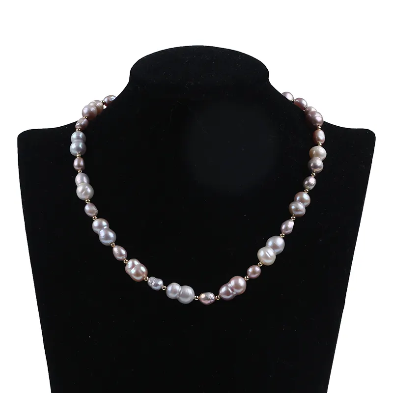 Baroque Freshwater Pearl Mix Color 8 Figure Bead Bracelet Necklace pearl jewelry Set As Gift