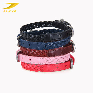 JANYO Neues Design Phantasie Mode 5 Farbe 100% Echt leder Schmuck Nieten Platte Hunde halsband - Product Image 1
