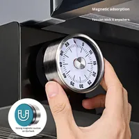 Edelstahl Mechanischer Wecker Timer mit Magnetfunktion Rundes Design Festzeitfunktion und Countdown Ohne Batterie