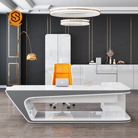 Bureau de partenaire de bureau moderne de luxe pas cher Acrylique Surface solide Top Bureaux de PDG Bureau à domicile