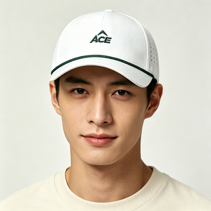 Gorra de Béisbol de 6 Paneles con Logotipo ACE Bordado Personalizado, Perforada y Transpirable, con Cuerda, 100% Poliéster, Unisex, para Deportes al Aire Libre - Product Image 1