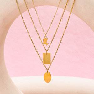 قلادة سلسلة أنيقة مطلية بالذهب عيار 18 من الفولاذ المقاوم للصدأ قلادة مستطيلة بيضاوية قلادة قلادة من المجوهرات العصرية - Product Image 6