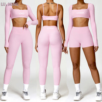 Vêtements de fitness pour femmes : Haut de sport, Short de sport liftant, Legging de yoga, Crop top athleisure, Vêtements de fitness brossés coupe ajustée, Ensembles de yoga