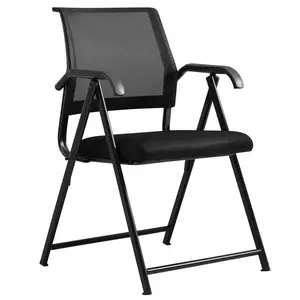 Toptan Modern kumaş örgü büro sandalyeleri katlanabilir sandalye kol konferans siyah katlanır eğitim sandalye