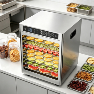 Deshidratador <span class=keywords><strong>de</strong></span> Alimentos Comercial <span class=keywords><strong>de</strong></span> Acero Inoxidable <span class=keywords><strong>de</strong></span> 12 Capas, Control Electrónico, Lámpara LED, Temperatura Ajustable (30-85°C) - Product Image 2
