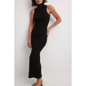 Vestido francés vintage de cuello alto y canalé, estilo de alta gama, versátil, por encima de la rodilla, novedad de verano 2023 - Product Image 3