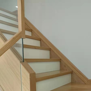 Barandilla de Escalera de Vidrio, Pasamanos de <span class=keywords><strong>Madera</strong></span> Maciza, Pasamanos de Vidrio Laminado para Interiores, Pasamanos de Escalera Simple Blanco - Product Image 6