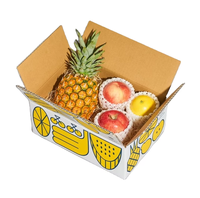 Boîte à fruits sur mesure avec poignée et collage de fruits multicolores pour un cadeau haut de gamme