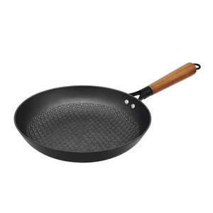 Nueva sartén antiadherente, utensilios de cocina de alta calidad, sartén redonda con mango de madera, sartén ligera de nitruro de hierro fundido, sartén de panal no oxidada - Product Image 3