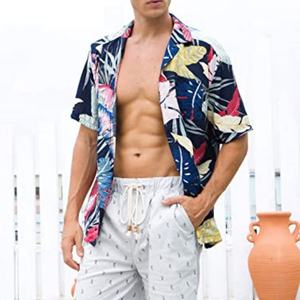 Camisas Hawaianas Tropicales Modernas para Hombre con Cuello Camisero, Camisa Floral para Vacaciones en la Playa, Camisa Casual con Estampado Floral de Manga Corta con Botones - Product Image 4
