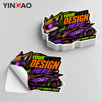 Stiker Vinyl Anti Air Custom Die Cut Street Graffiti Cyber Fox Robot untuk Skateboard Laptop Botol Air Logo