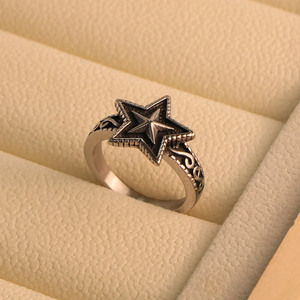 Star <b>Ring</b> <b>Titanium</b> Steel Men's Jewelry SA944 Gift Occasion Retro Design - Product Image 1