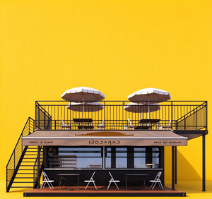 Maison conteneur préfabriquée à deux étages de qualité export, bar conteneur avec balcon vitré et terrasse en bois pour locations de maisons de vacances - Product Image 1
