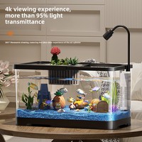 Aquarium d'eau douce pour salon, bureau, petite maison, aquascape écologique de bureau, poissons rouges, tortues, aquarium haute définition