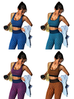 Ensemble de yoga 2 pièces pour femme avec haut court à bretelles en Y, imprimé animal personnalisé, en polyamide/élasthanne, respirant et anti-odeur