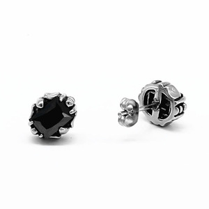 yunnique <b>Stud</b> <b>Earrings</b> <b>Black</b> Square Stone Claw Setting Geometric Design 316 Stainless Steel For Men And Women - Product Image 1