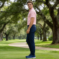 Pantalon de golf pour homme OEM personnalisé respirant pour l'été - Maille extensible quadridirectionnelle avec ventilation sur les cuisses, poches doubles avant et arrière