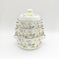 Batterie de Cuisine Émaillée : Grande Marmite, Faitout pour Soupes et Bouillons, Casseroles de Cuisson Fruits de Mer et Pâtes, Riz, Ébullition, Mijotage, Pots à Nouilles, Grands Ensembles, Casseroles à Lait
