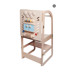 Tablero de trabajo de torre de bebé de madera plegable Montessori moderno multifuncional, muebles extensibles para el hogar amigables con el almacenamiento - Product Image 1