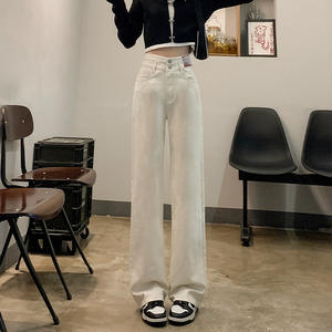 Nuevo estilo para mujer 2023 Otoño e Invierno terciopelo grueso de cintura alta pantalones vaqueros de pierna ancha transpirable cintura media para adolescentes - Product Image 5